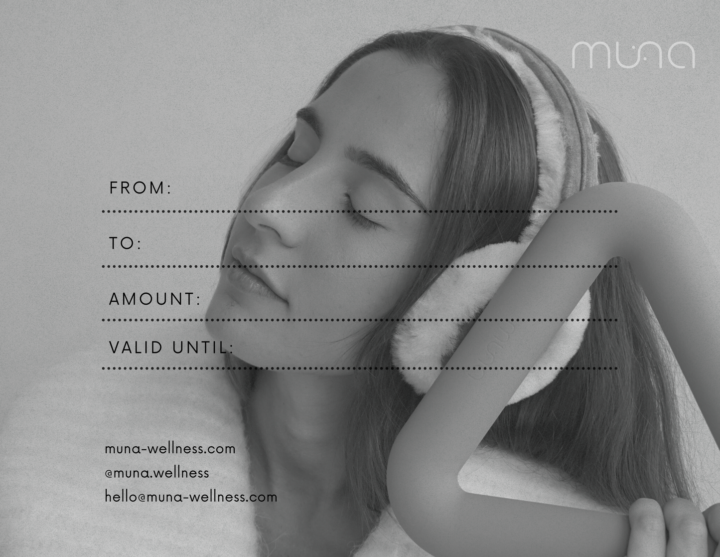 woman with triangle weight next to ear