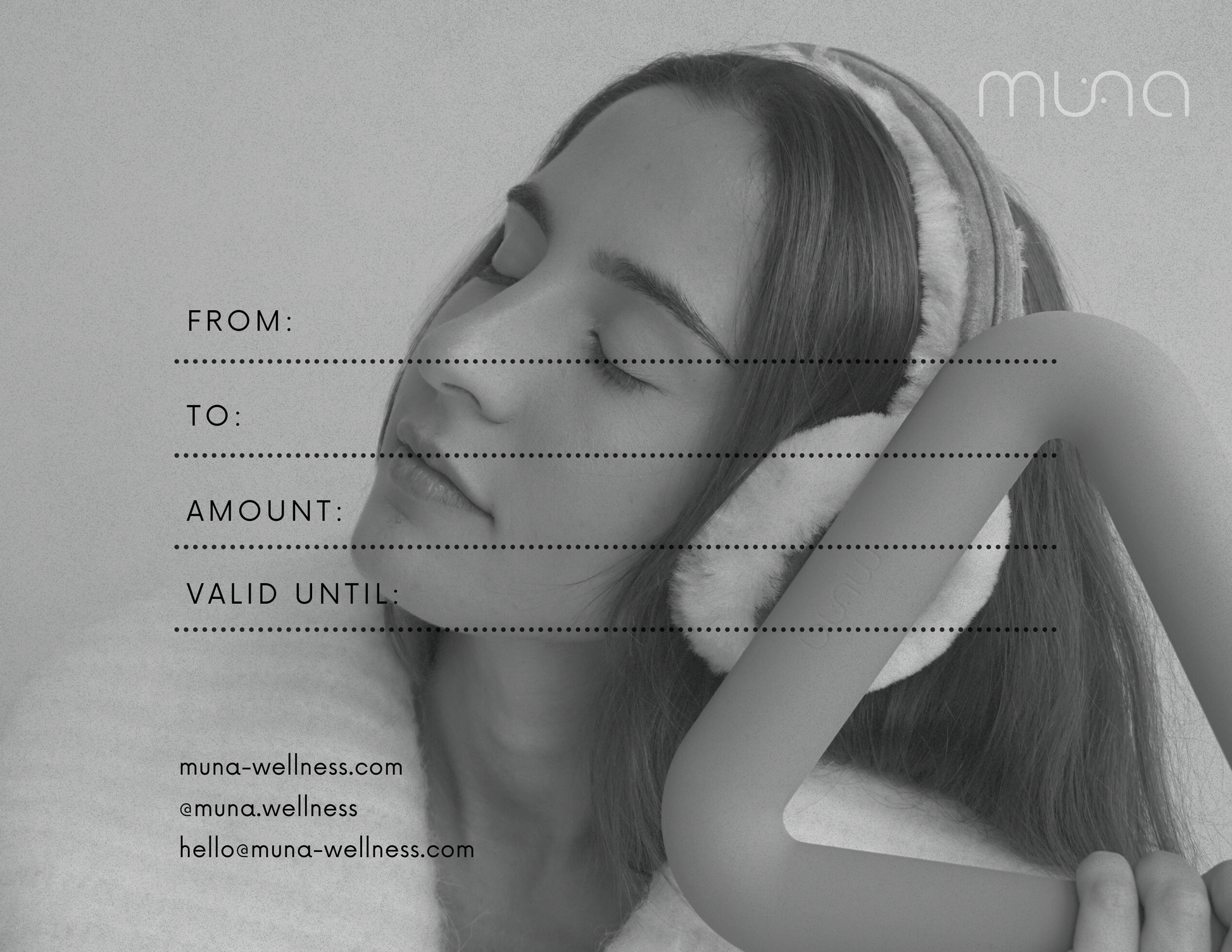 woman with triangle weight next to ear