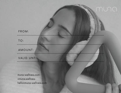 woman with triangle weight next to ear