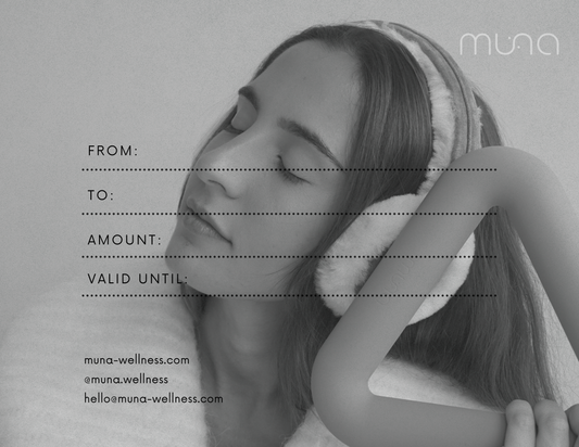 woman with triangle weight next to ear